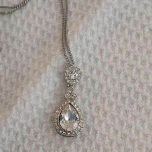 Givenchy Silver Crystal Pendant Necklace